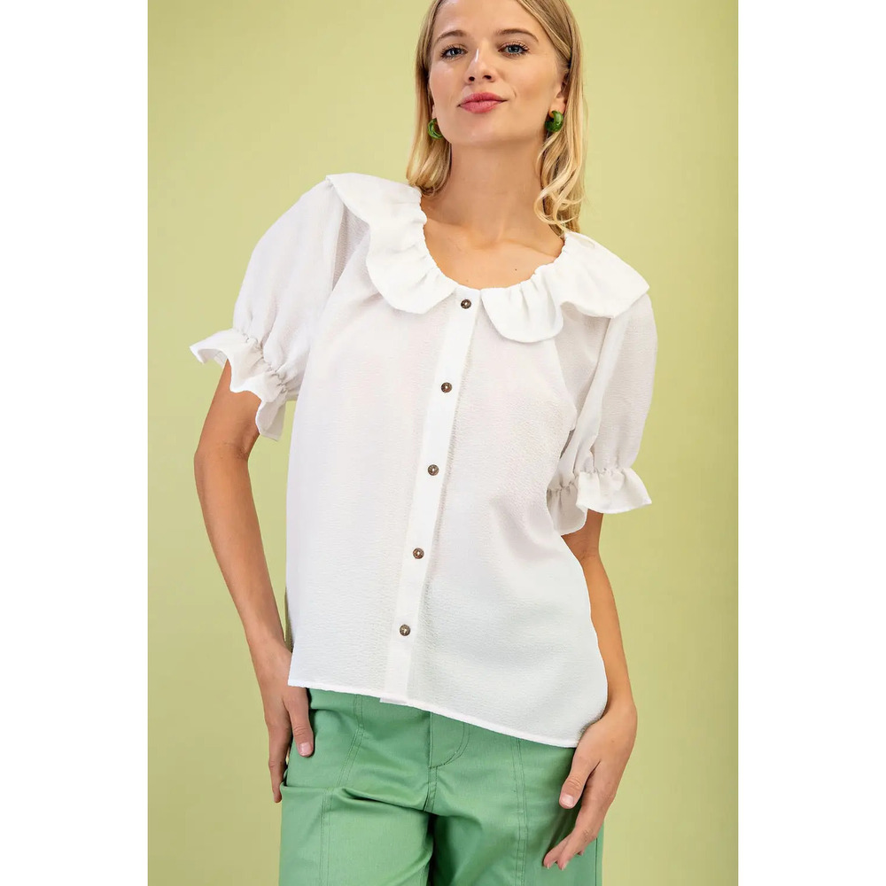 TG2135 W GiGio Button Up Blouse Frilled Collar & Sleeves Various Sizes